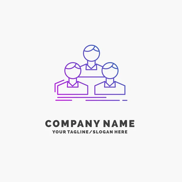 Empresa Empregado Grupo Pessoas Equipe Purple Business Logo Template Lugar — Vetor de Stock