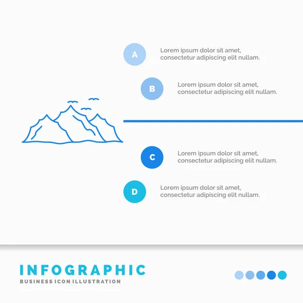 Berg Landschaft Hügel Natur Vögel Infografik Vorlage Für Website Und — Stockvektor