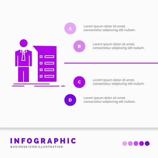 Geschäft Erklärung Grafik Besprechung Präsentation Infografik Vorlage Für Website Und — Stockvektor