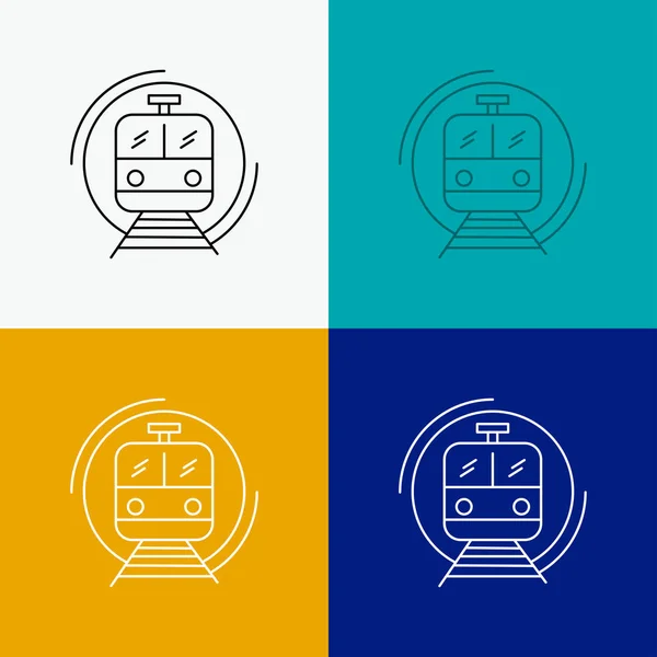 Metro Zug Smart Public Transport Symbol Über Verschiedene Hintergründe Liniendesign — Stockvektor