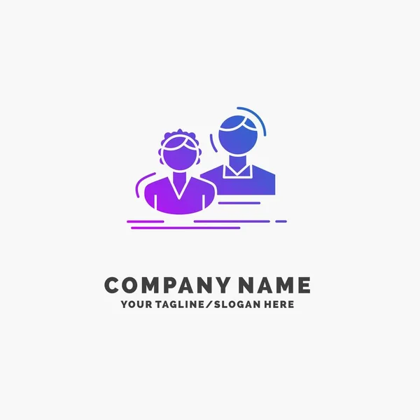 Estudante Empregado Grupo Casal Equipe Purple Business Logo Template Lugar —  Vetores de Stock