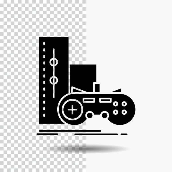 Oyun Gamepad Joystick Oyun Playstation Glif Simgesini Şeffaf Arka Plan — Stok Vektör
