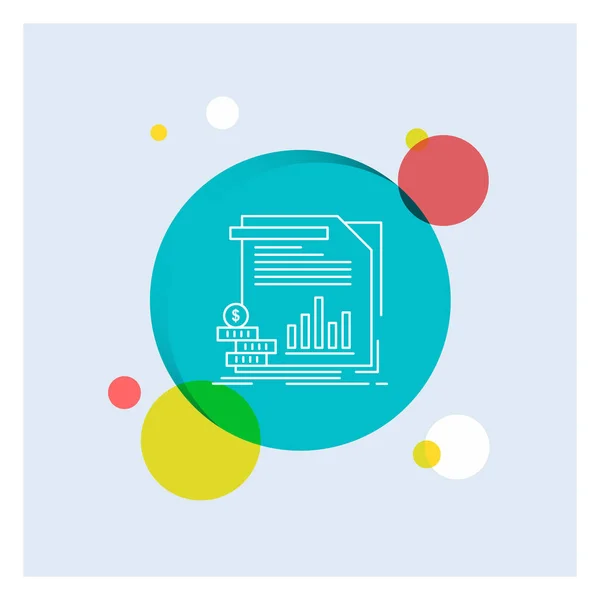 Economy Finance Money Information Reports White Line Icon Colorful Circle — Stock Vector