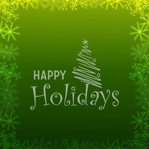 Happy Holiday Green Snowflake Background — Stock Vector