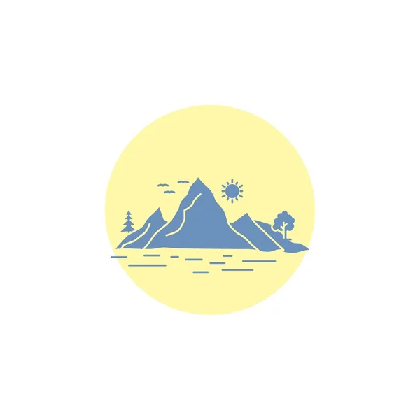 Nature Colline Paysage Montagne Arbre Icône Glyphe — Image vectorielle