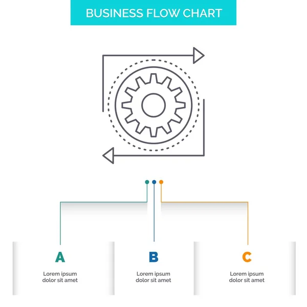 Business Gear Management Operation Process Business Flow Chart Design Steps — Stock Vector