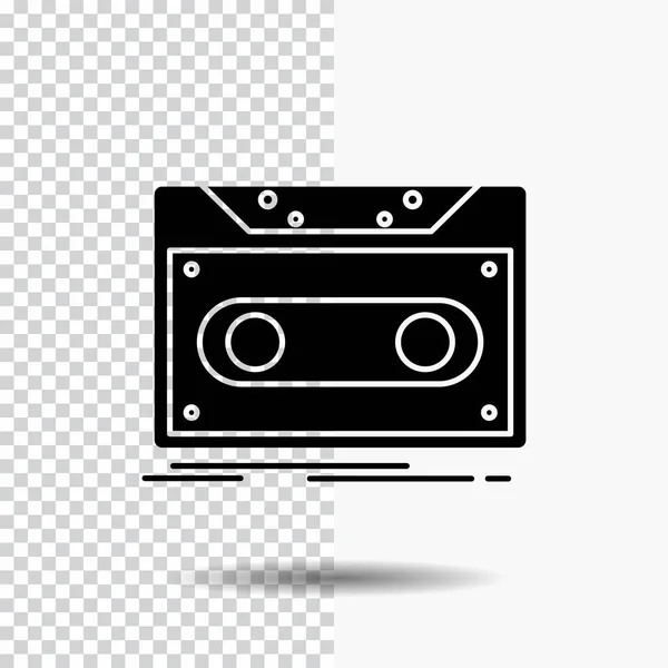 Cassette Démo Enregistrement Bande Enregistrement Glyph Icon Sur Fond Transparent — Image vectorielle