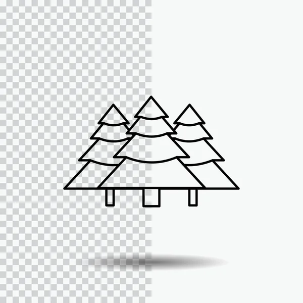 Ліс Кемпінг Джунглі Дерево Сосни Іконка Лінії Прозорому Тлі Чорна — стоковий вектор