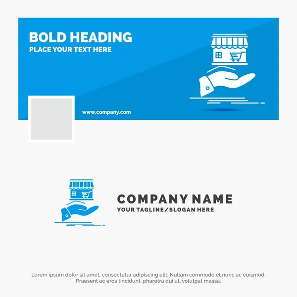 Modelo Azul Logotipo Negócio Para Loja Doar Fazer Compras Online — Vetor de Stock