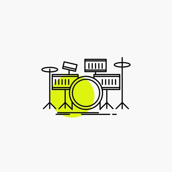 Барабан Барабани Інструмент Kit Музична Лінія Значок — стоковий вектор