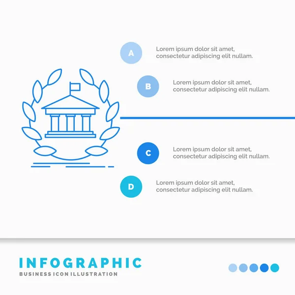 Banco Banca Línea Universidad Edificio Educación Infografías Plantilla Para Sitio — Vector de stock