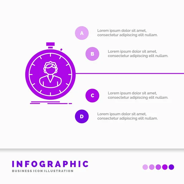 Fast Speed Stopwatch Timer Girl Infographics Template Website Presentation Glyph — Stock Vector