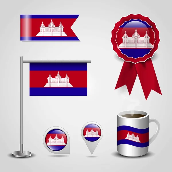 Camboya Vector Diseño Bandera — Vector de stock