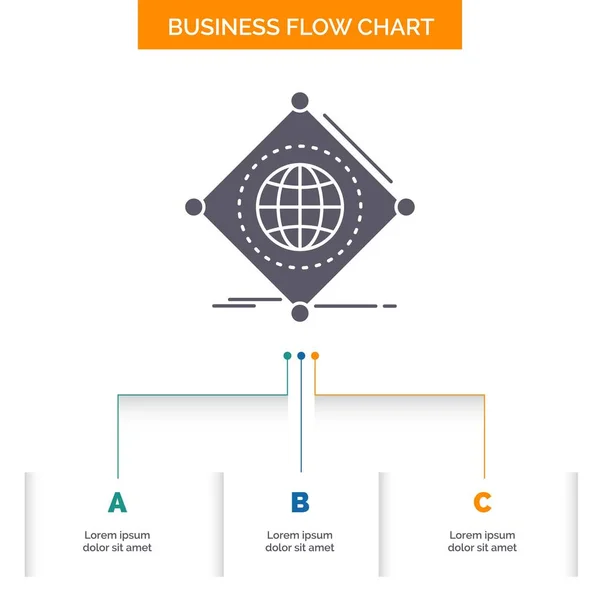 Iot Internet Things Global Business Flow Chart Design Steps Икона — стоковый вектор