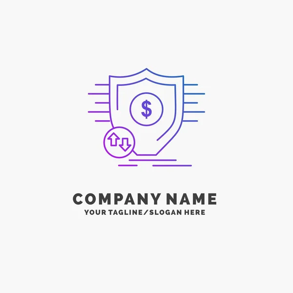 Finanza Finanza Denaro Sicuro Sicurezza Purple Business Logo Template Luogo — Vettoriale Stock