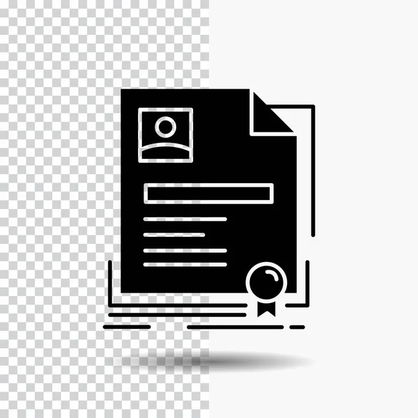 Контракт Значок Бизнес Договор Сертификат Glyph Icon Прозрачном Фоне Черная — стоковый вектор