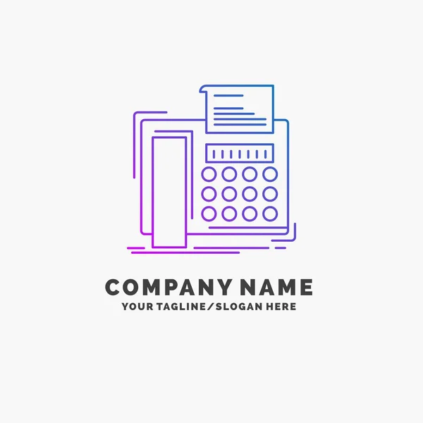 Fax Mensaje Teléfono Fax Comunicación Purple Business Logo Template Lugar — Vector de stock