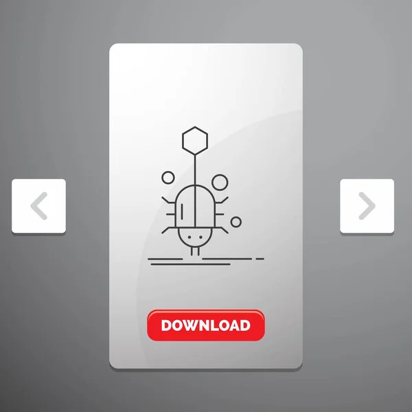 Bug Inseto Aranha Vírus Ícone Linha Web Carousal Paginação Slider — Vetor de Stock