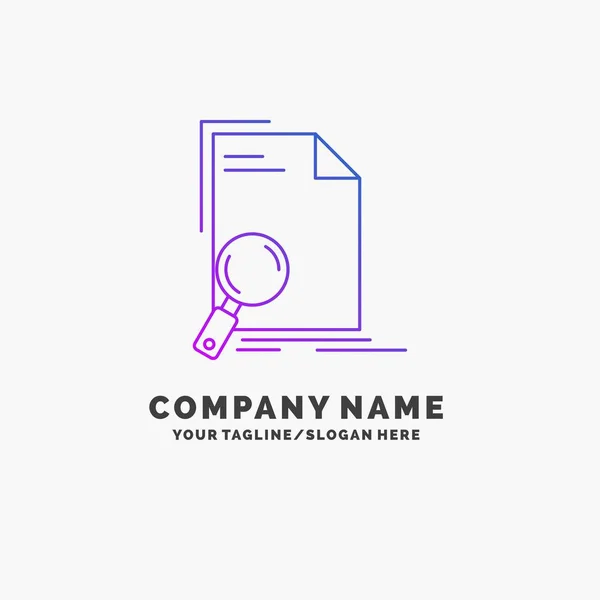 Análise Documento Arquivo Encontrar Página Purple Business Logo Template Lugar — Vetor de Stock