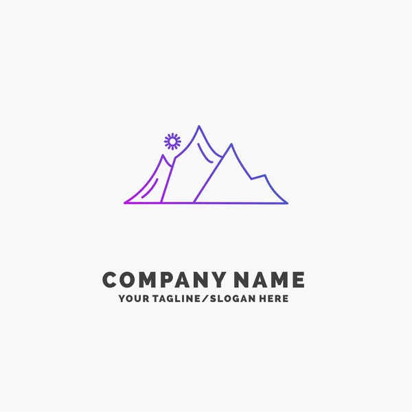 Hill Krajina Příroda Hory Slunce Purple Obchodní Logo Šablonu Místo — Stockový vektor