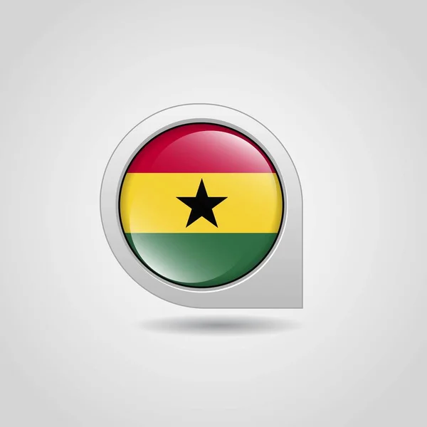 Ghana Vlajku Mapu Pin — Stockový vektor