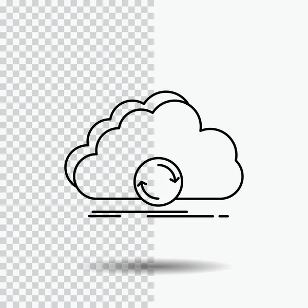 Cloud Syncing Sync Data Synchronization Line Icon Transparent Background Black — Διανυσματικό Αρχείο