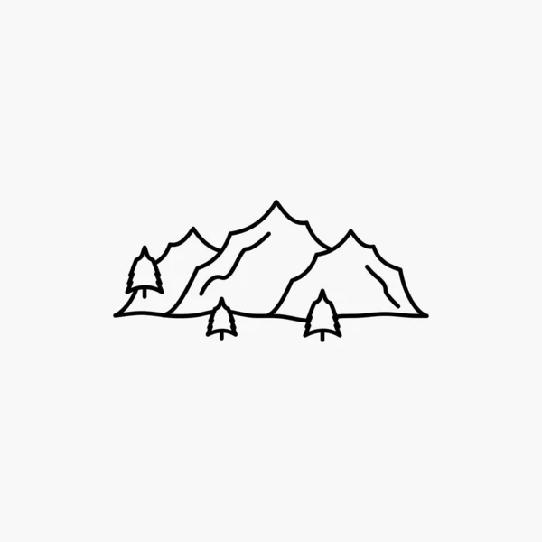 Berg Landschaft Hügel Natur Baumgrenze Symbol Vektor Isolierte Abbildung — Stockvektor