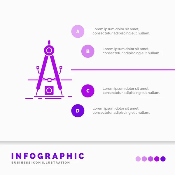 Progettazione Misura Prodotto Raffinatezza Sviluppo Infografica Template Sito Web Presentazione — Vettoriale Stock