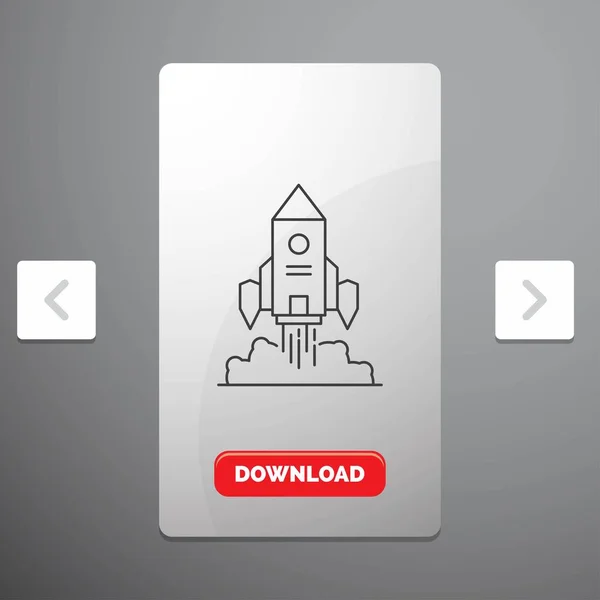 Rocket Astronave Start Lancio Game Line Icon Carousal Pagination Slider — Vettoriale Stock