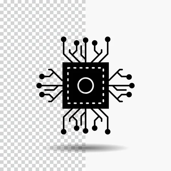 Chip Cpu Mikrochip Prozessor Technologie Glyph Symbol Auf Transparentem Hintergrund — Stockvektor