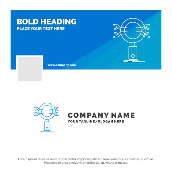 Blue Business Logo Template Analisi Ricerca Informazioni Ricerca Sicurezza Facebook — Vettoriale Stock