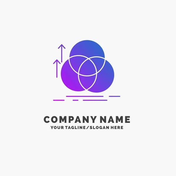 Balance Círculo Alineación Medición Geometría Purple Business Logo Template Lugar — Vector de stock