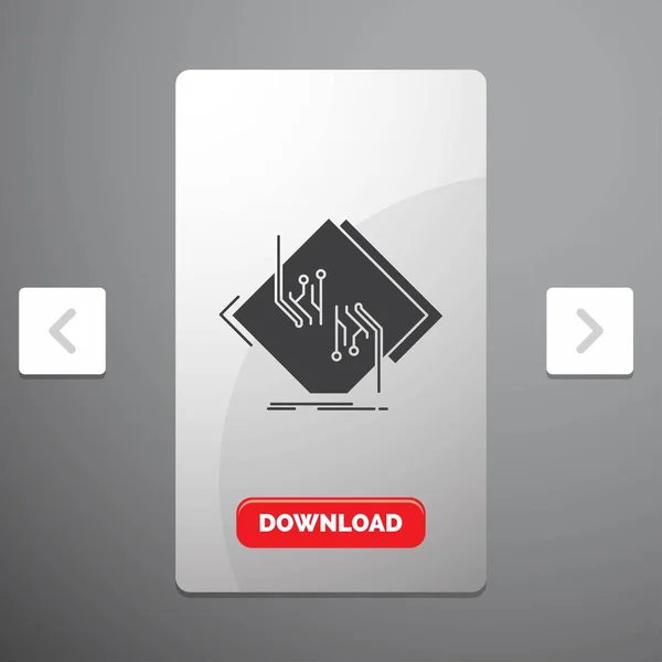 Плата Чип Схема Сеть Электронная Икона Глифа Carousal Pagination Дизайн — стоковый вектор
