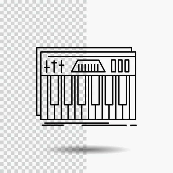 Contrôleur Clavier Touches Midi Icône Ligne Sonore Sur Fond Transparent — Image vectorielle
