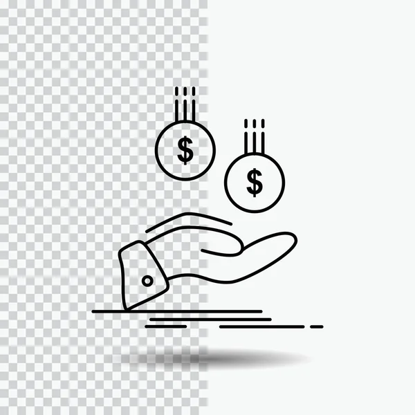 Münzen Hand Währung Zahlung Geldleitungssymbol Auf Transparentem Hintergrund Abbildung Schwarzer — Stockvektor