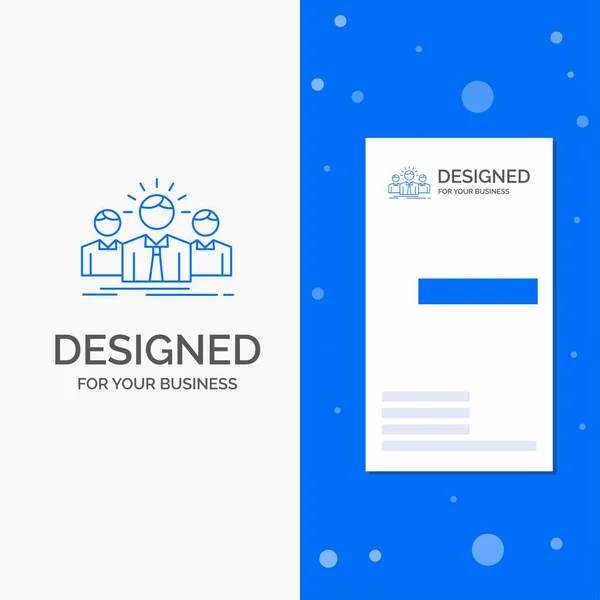 Kariyer Çalışan Girişimci Lider Için Logo Dikey Mavi Kart Şablonu — Stok Vektör