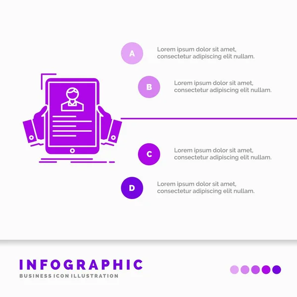 Employé Embauche Profil Infographie Modèle Pour Site Web Présentation Glyphe — Image vectorielle