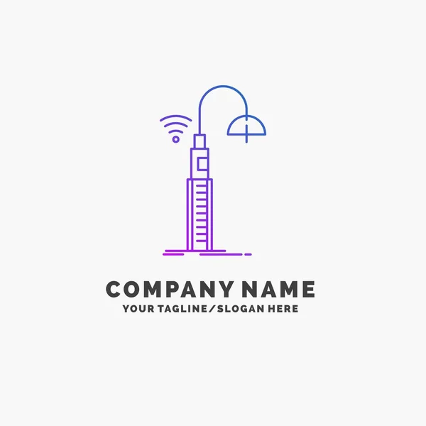 Lumières Rue Wifi Smart Technologie Purple Business Logo Template Place — Image vectorielle