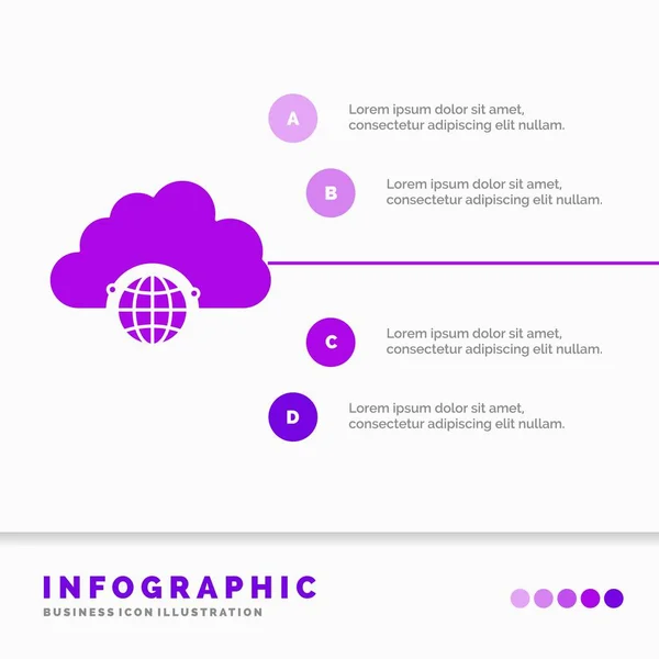 Network City Globe Hub Infrastructure Infographics Template Website Presentation Glyph — Stock Vector