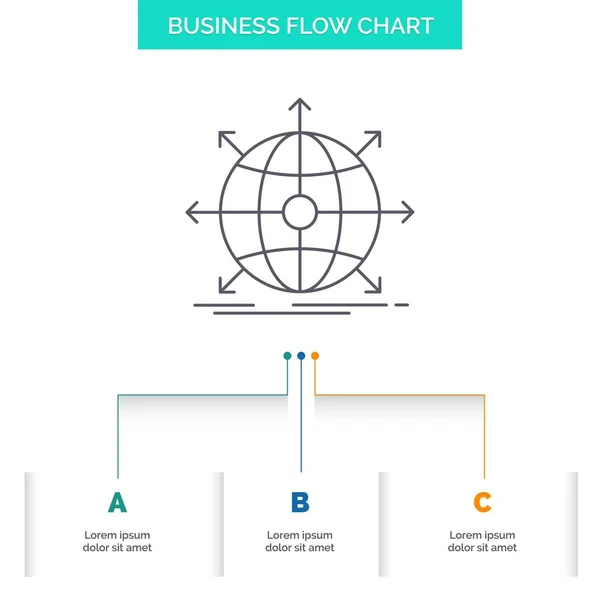 Business Global International Netzwerk Web Business Flow Chart Design Mit — Stockvektor