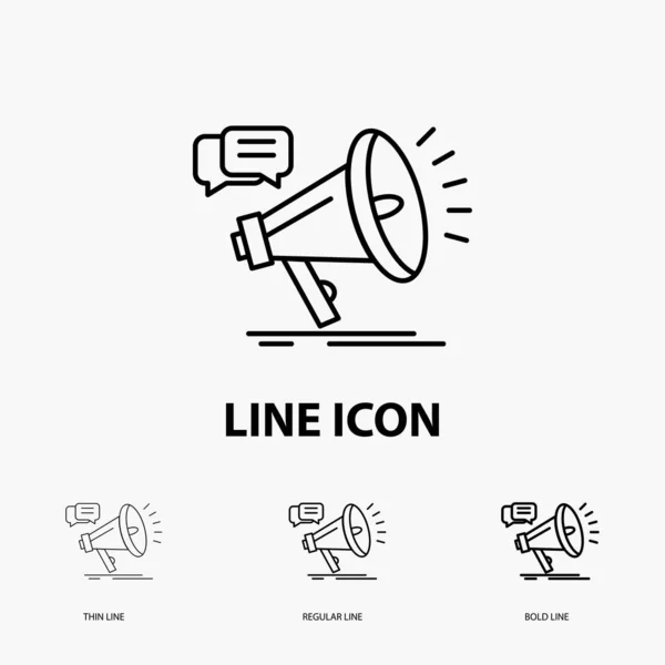 Маркетинг Мегафон Анонс Промо Раскрутка Icon Thin Hellar Bold Line — стоковый вектор