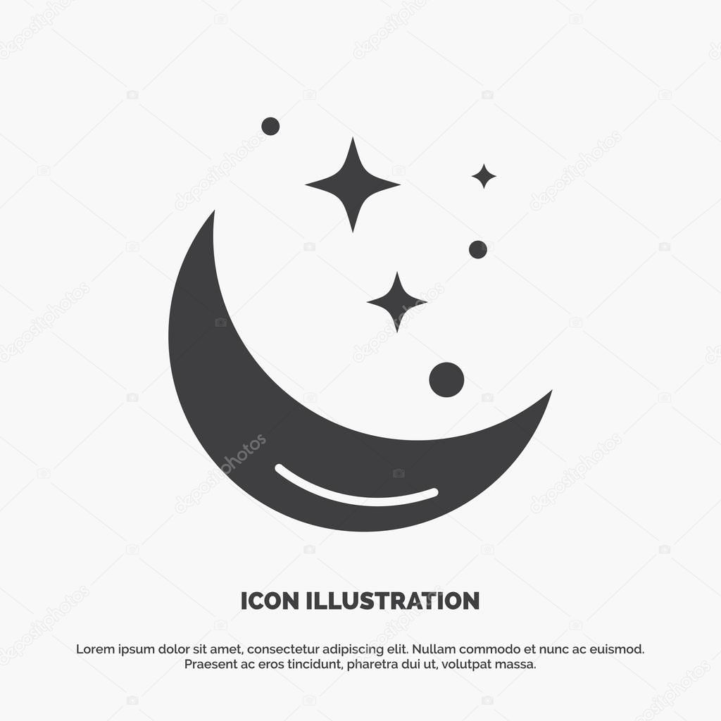 Moon, Night, star, weather, space Icon. glyph vector gray symbol for UI and UX, website or mobile application