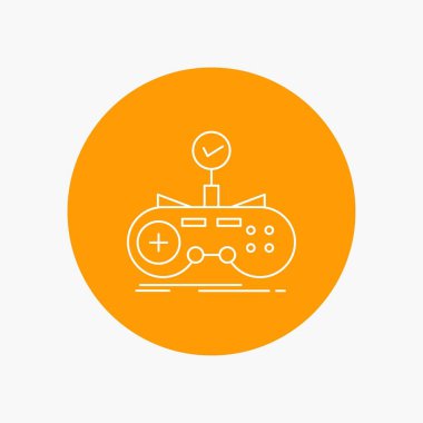 , Gamepad, beyaz satırı simgesi daire arka planda oyun denetleyicisi, oyun, kontrol edin. vektör simge tasarlamak