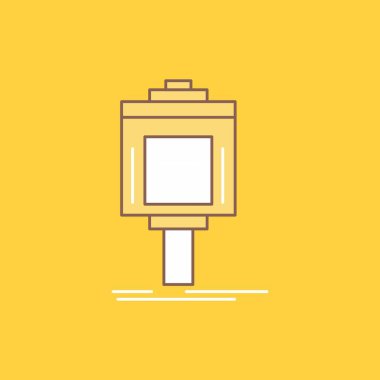 Vale, otopark, hizmet, otel, vadi düz çizgi dolu kutsal kişilerin resmi. Güzel Logo düğme UI ve Ux, Web veya mobil uygulama için sarı arka plan üzerinde