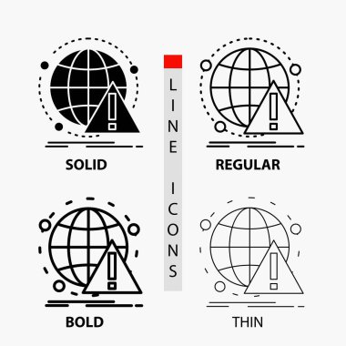 Uyar, virüsten koruma, saldırı, bilgisayar, virüs ince, normal, kalın satır ve karakter stili simgesini. Vektör çizim