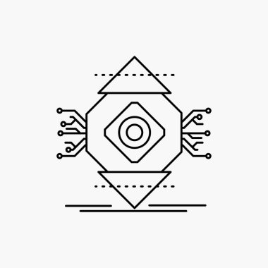 ubicomp, bilgisayar, bilgisayar, Ubiquitous kavramı satırı simgesi. İzole vektör çizim