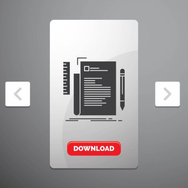 Kod, kodlama, dosya, programlama, glif kutsal kişilerin resmi rekreasyon Pagination Slider tasarımı ve kırmızı Download düğme içinde komut dosyası
