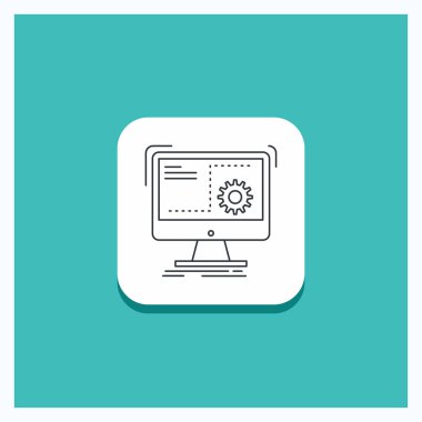 Düğme, bilgisayar, fonksiyon, işlem, komut için yuvarlak satırı simgesi turkuaz arka plan ilerleme