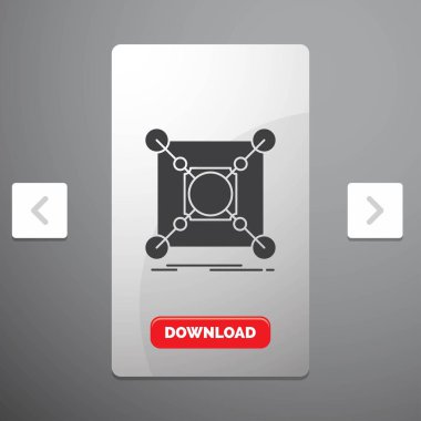 Bankası, Merkezi, bağlantı, veri, hub rekreasyon Pagination Slider tasarımı ve kırmızı Download düğme glif simgesini