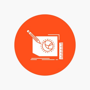 İçerik, tasarım, çerçeve, sayfa, metin beyaz glif simgesini daire içinde. Düğmesi illüstrasyon vektör